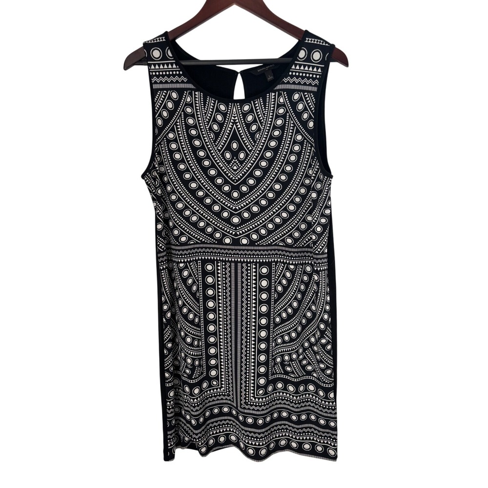 Banana Republic Sleeveless Dress Geometric Print Keyhole Back Size L‎